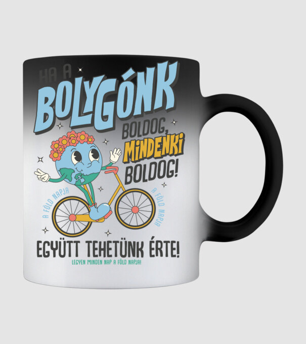 A bolygónk boldog mindenki boldog minta fekete pólón