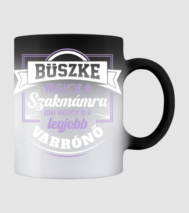 Büszke vagyok a szakmámra Varrónő minta fekete pólón