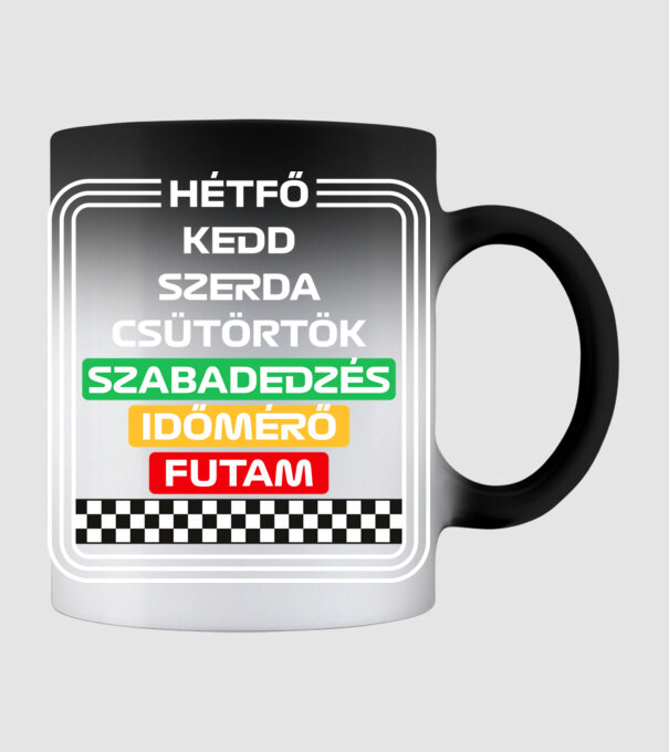 Hétfő kedd szerda csütörtök irőmérő minta fekete pólón