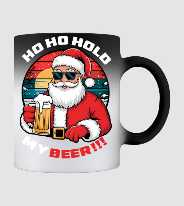 Ho Ho Hold My Beer karácsonyi fekete pólóra angol minta fekete pólón