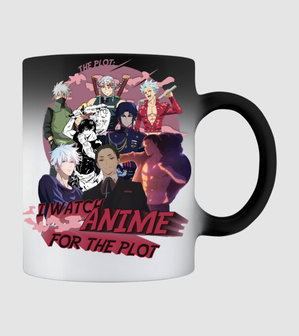 I watch Anime for the plot-Naruto-Balance Unlimited-Jujutsu Kaisen-Seven Deadly Sins-Attack On Titan minta fekete pólón