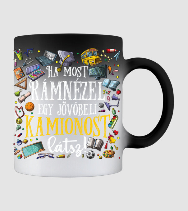 Jövőbeli kamionos minta fekete pólón