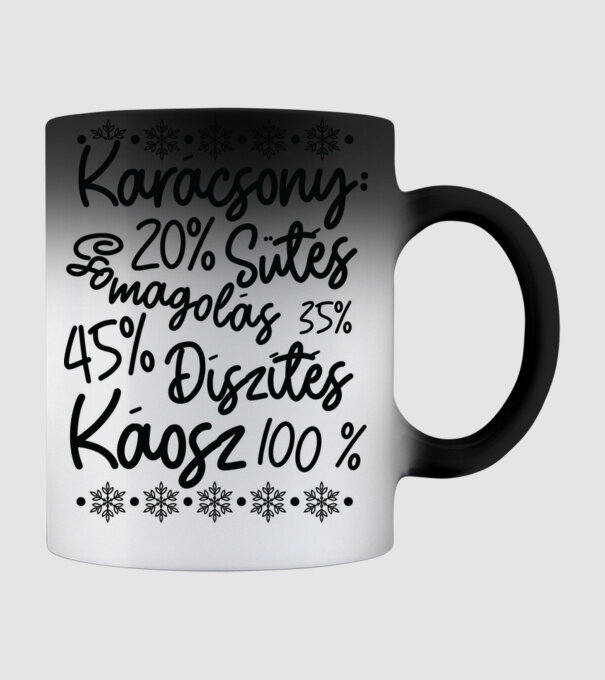 Karácsonyi káosz minta fekete pólón