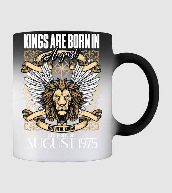 KINGS ARE BORN 1975 - AUGUSZTUS minta fekete pólón