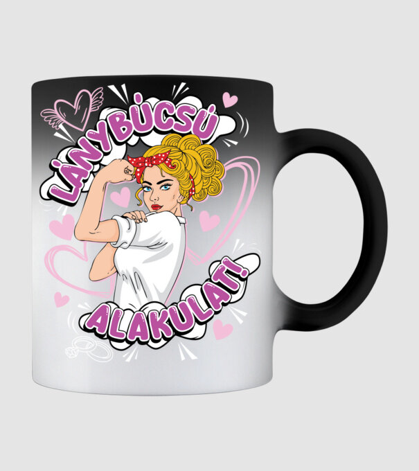 Lánybúcsú alakulat szőke Pinup drk minta fekete pólón