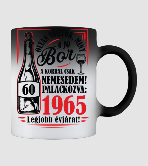 MINT A JÓ BOR 60 éves fekete minta fekete pólón