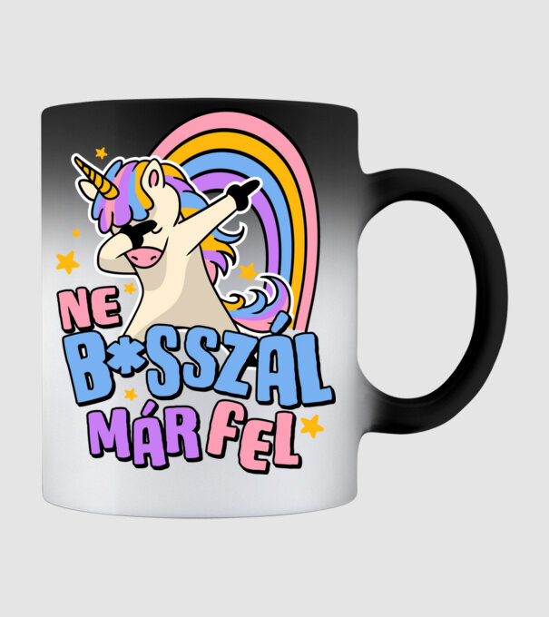 Ne bsszál fel unikornis minta fekete pólón