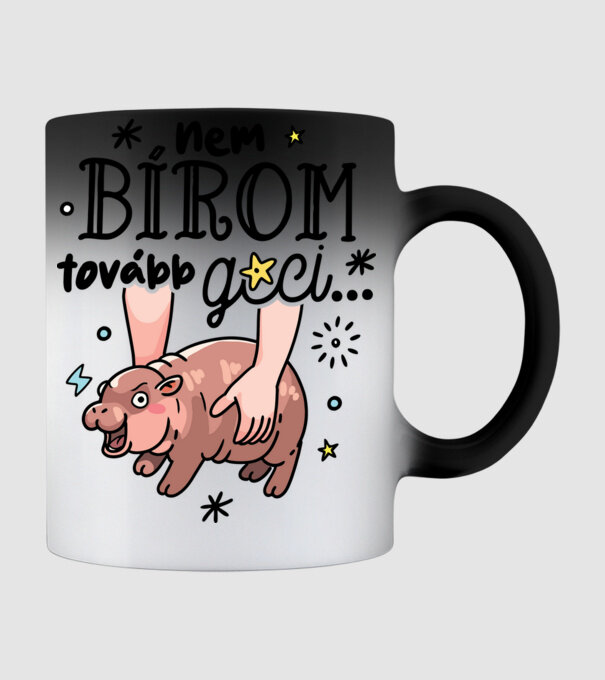 Nem bírom tovább gci Moo-Deng minta fekete pólón