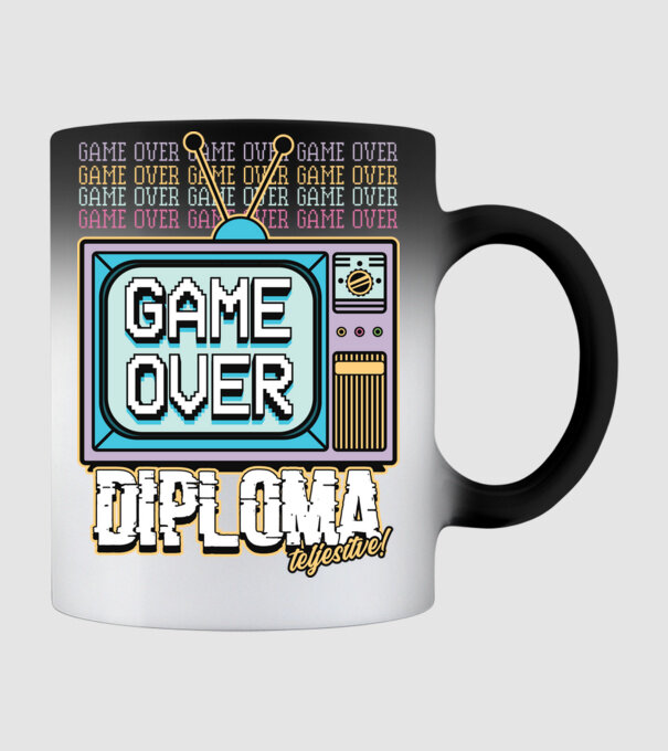 Retro ballagás diploma teljesítve minta fekete pólón