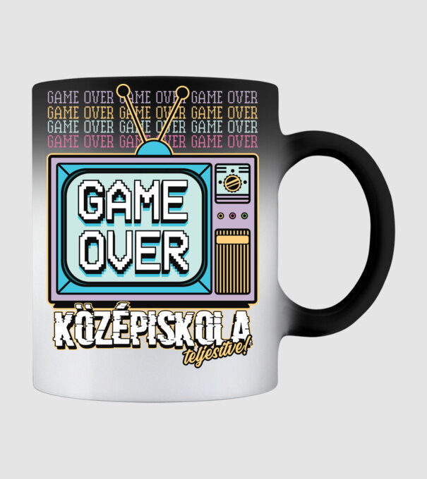 Retro ballagás középiskola teljesítve minta fekete pólón