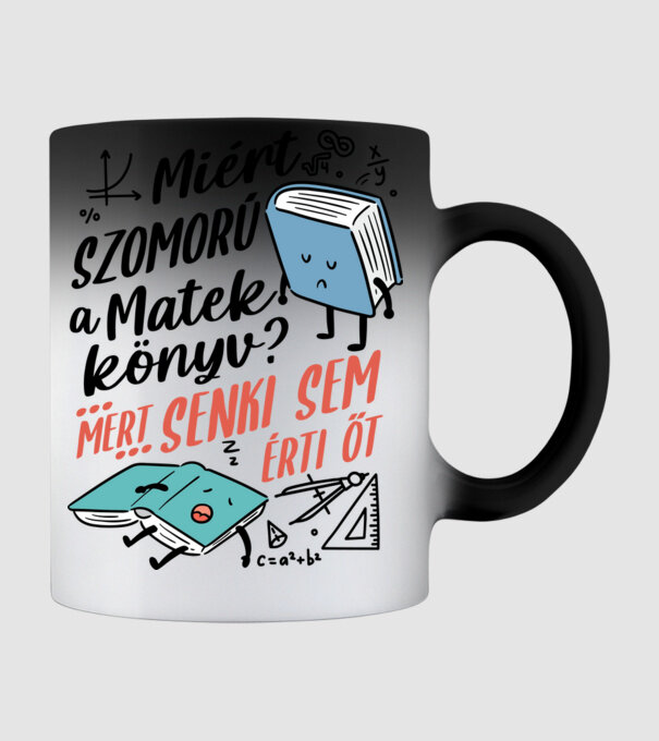 Szomorú matek könyv minta fekete pólón