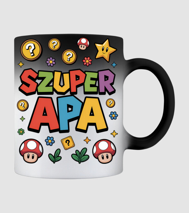 Szuper Apa minta fekete pólón