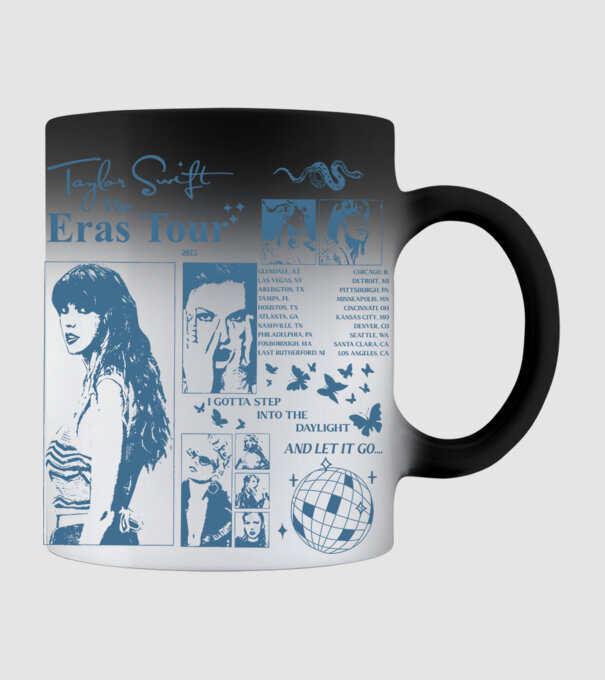 Taylor Swift ERAS print blue minta fekete pólón