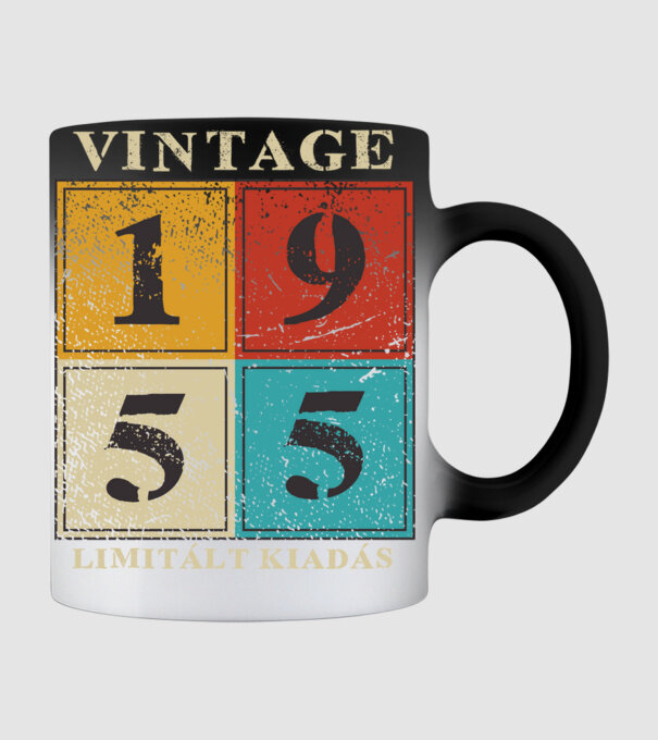 Vintage limitált - 1955 világos minta fekete pólón