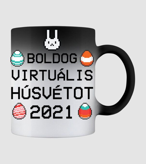 Virtuális húsvét minta fekete pólón