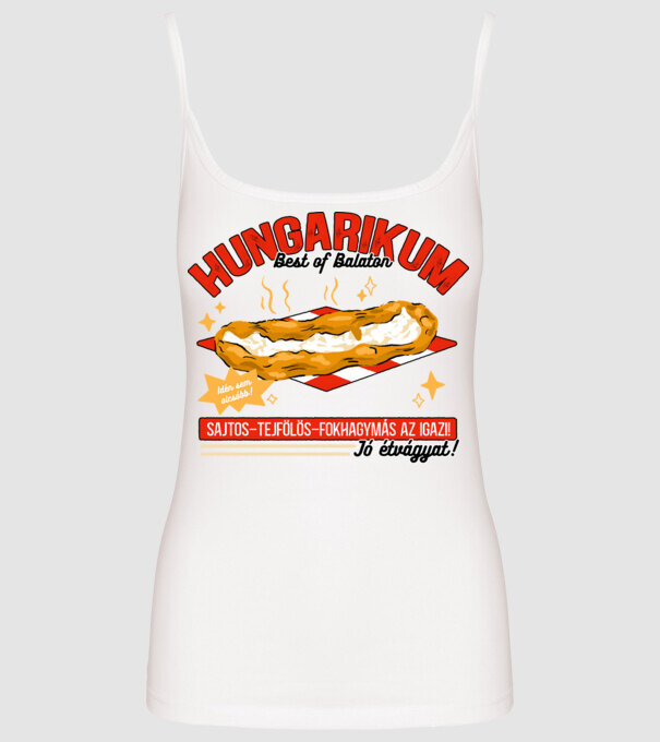 Lángos Hungarikum minta fehér pólón