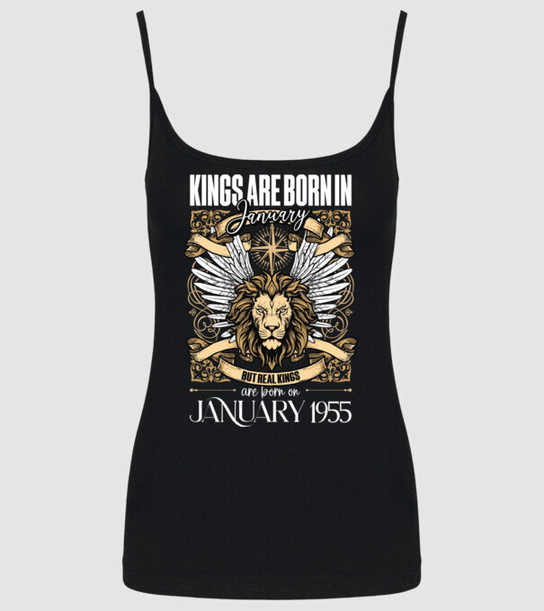 KINGS ARE BORN 1955 - JANUÁR minta fekete pólón