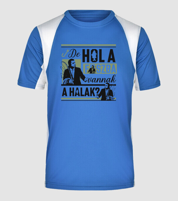 Hol a fszba vannak a halak minta királykék pólón