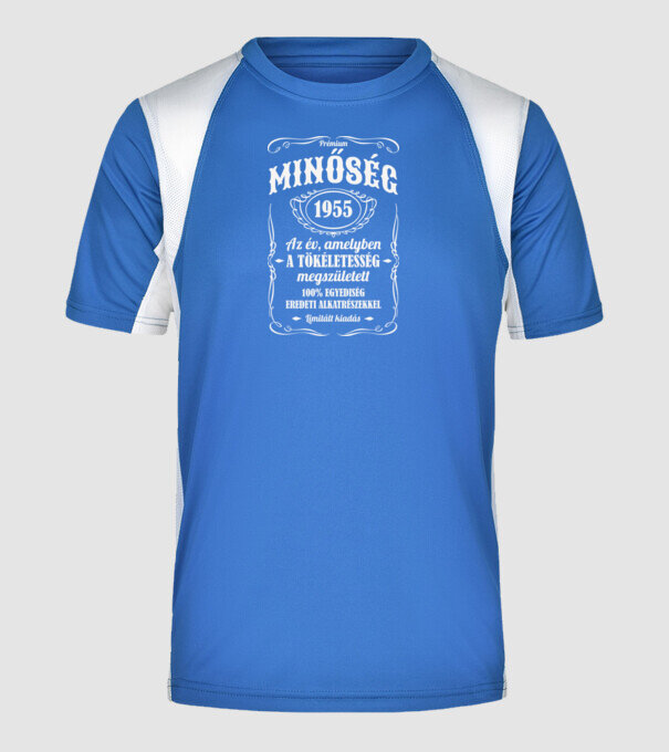 Prémium minőség 1955 - fehér minta királykék pólón