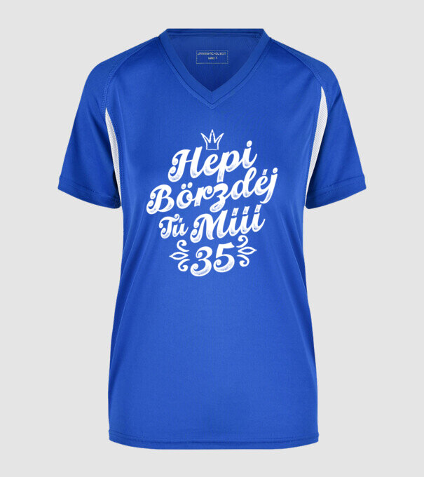 Fonetikus happy birthday 35 éves minta királykék pólón