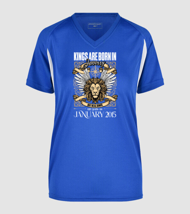 KINGS ARE BORN 2015 - JANUÁR minta királykék pólón