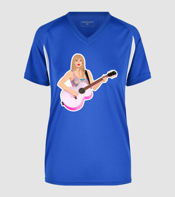 Taylor Swift pink minta királykék pólón