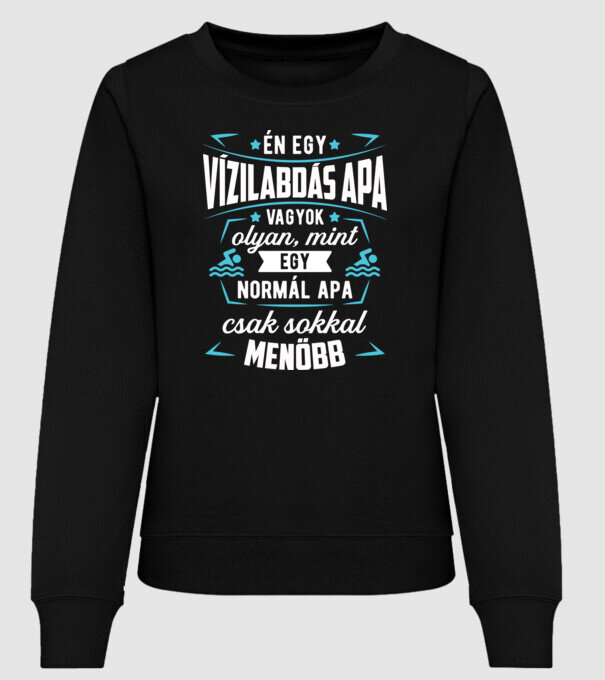 Menő Vízilabdás apa minta fekete pólón