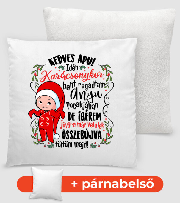 Baba a pocakban karácsony minta fehér pólón