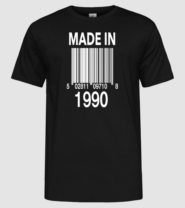 Made in 1990 minta fekete pólón
