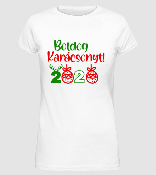 Boldog Karácsonyt minta fehér pólón