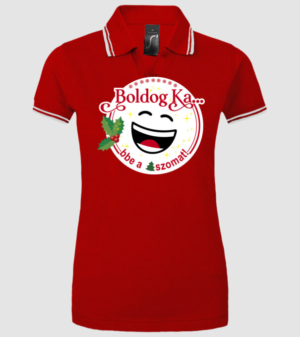 Boldog kabbe minta piros pólón