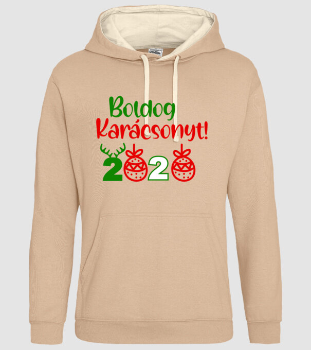 Boldog Karácsonyt minta homokszín pólón