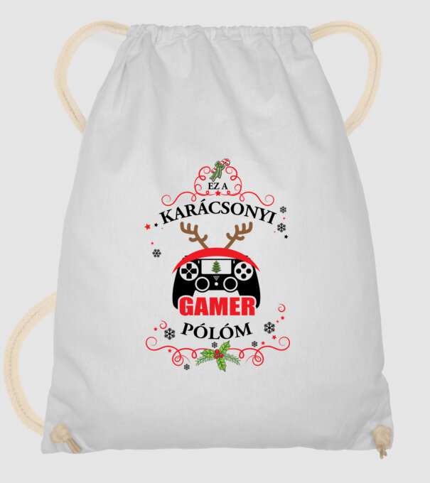Karácsonyi GAMER póló minta fehér pólón