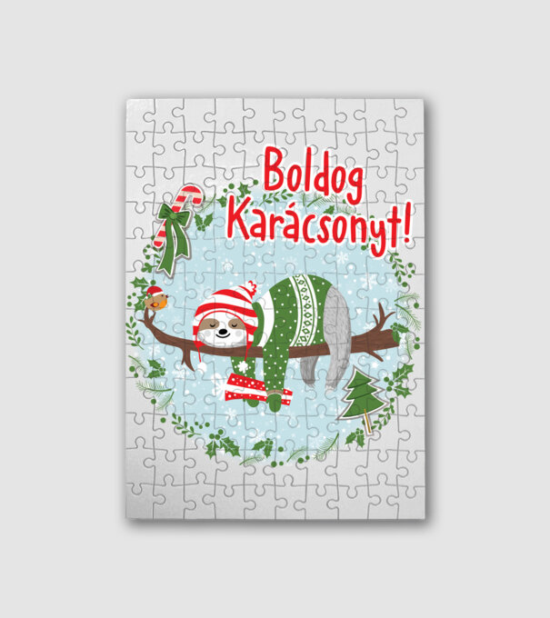 Boldog Karácsonyt lajhár póló minta fehér pólón