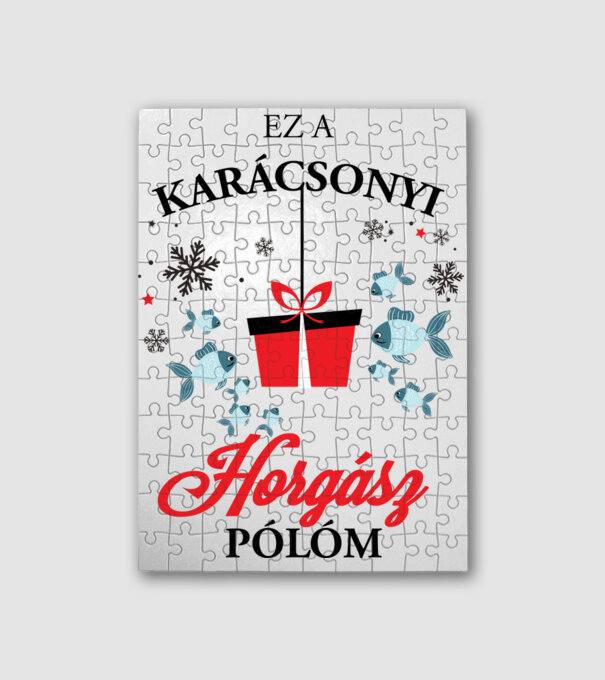Karácsonyi horgász póló minta fehér pólón