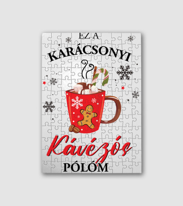 Karácsonyi kávés póló minta fehér pólón
