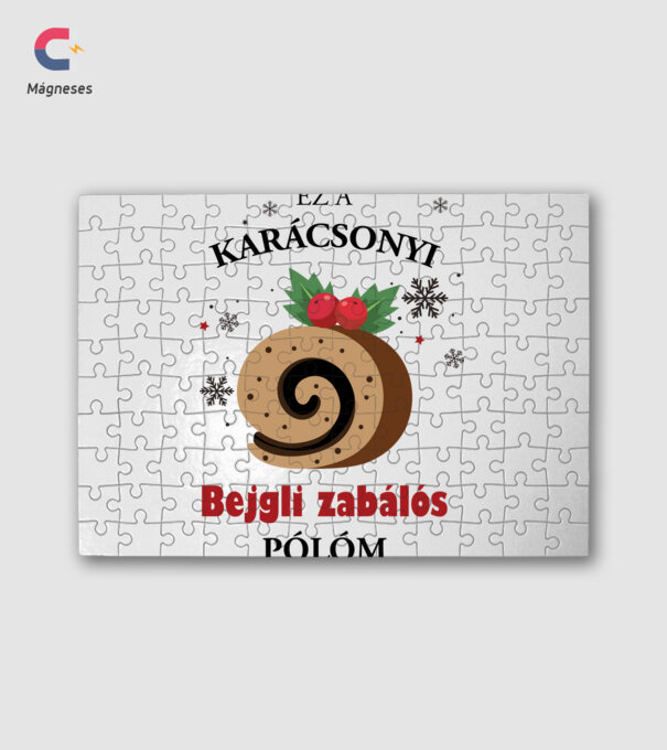 Karácsonyi bejgli zabálós póló minta fehér pólón