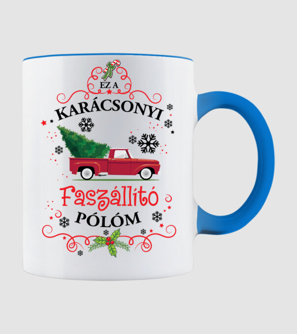 Karácsonyi faszállító póló minta világoskék pólón