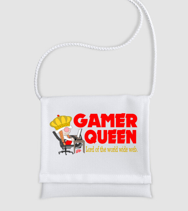 Gamer Queen minta fehér pólón