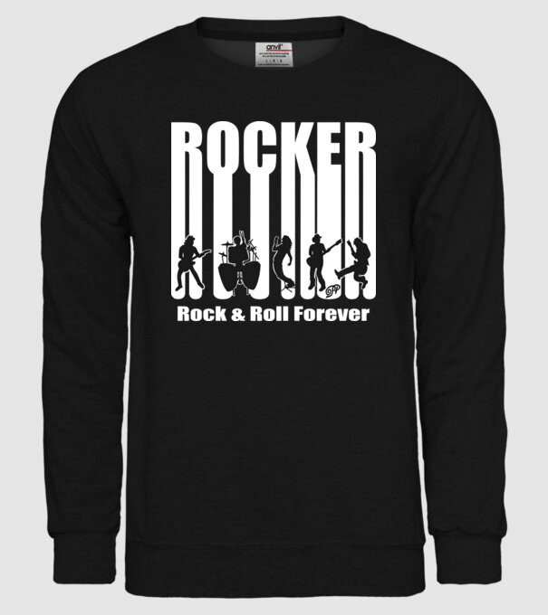 Rocker Vonalkód minta fekete pólón