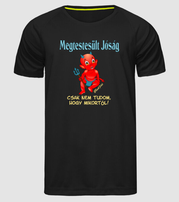 Megtestesült Jóság Ördög minta fekete pólón