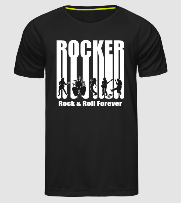 Rocker Vonalkód minta fekete pólón
