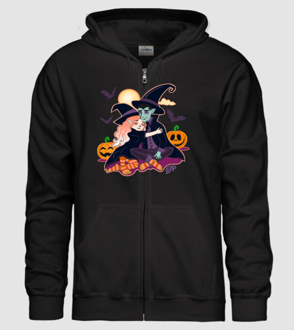 Halloweeni Pár minta fekete pólón