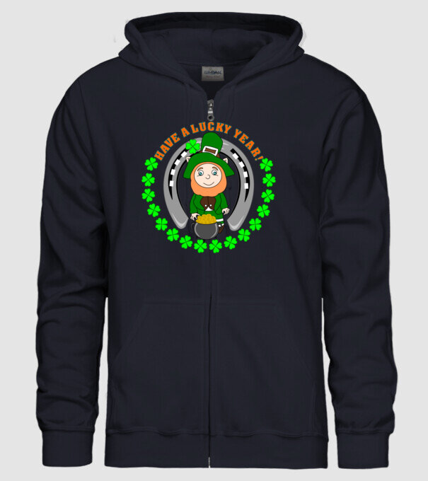 Leprechaun Lucky Year minta sötétkék pólón