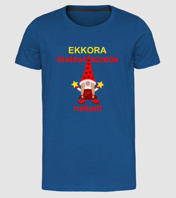Manóölelés minta királykék pólón