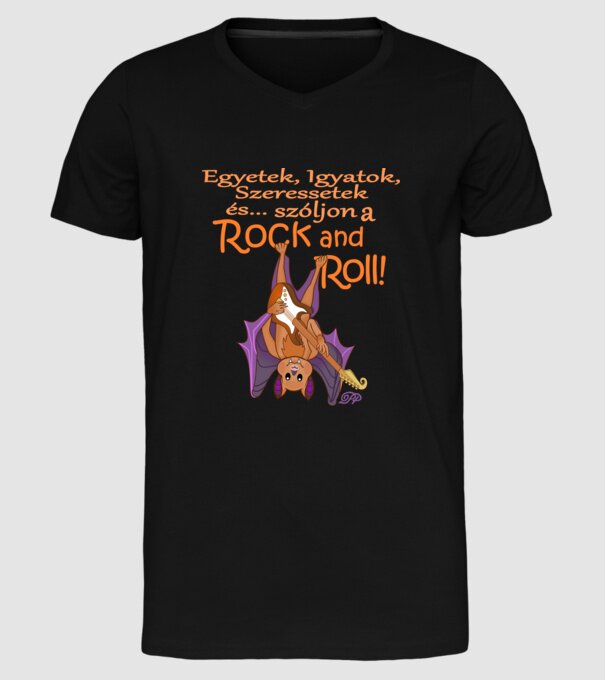 Denevér Rock minta fekete pólón
