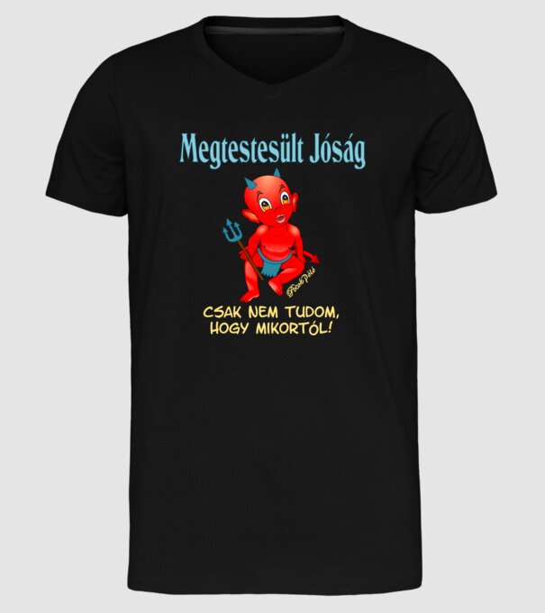 Megtestesült Jóság Ördög minta fekete pólón