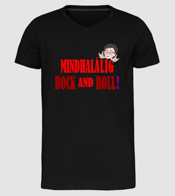 Operatív Rock and Roll minta fekete pólón