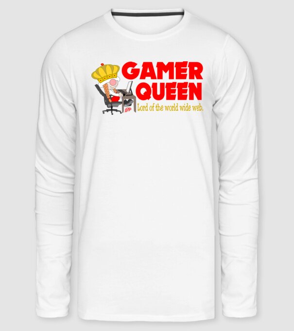 Gamer Queen minta fehér pólón