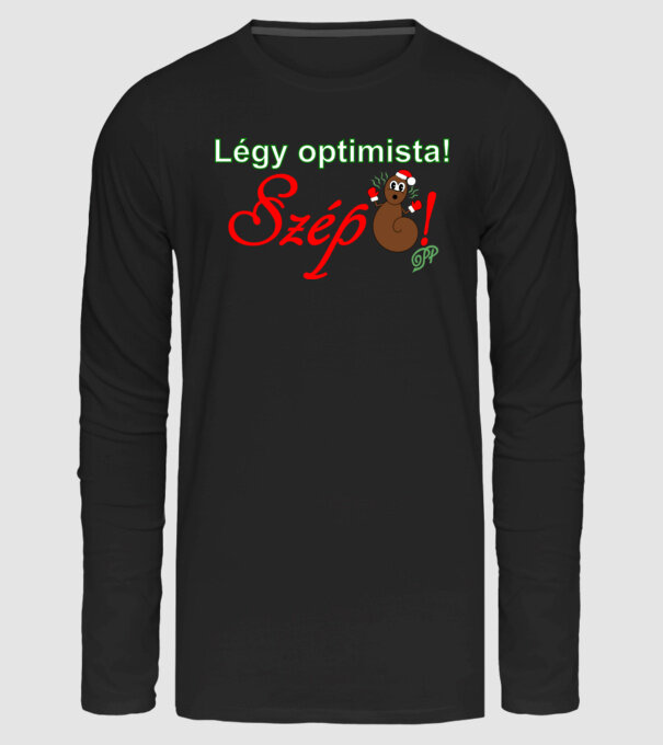Légy Optimista Téli minta fekete pólón